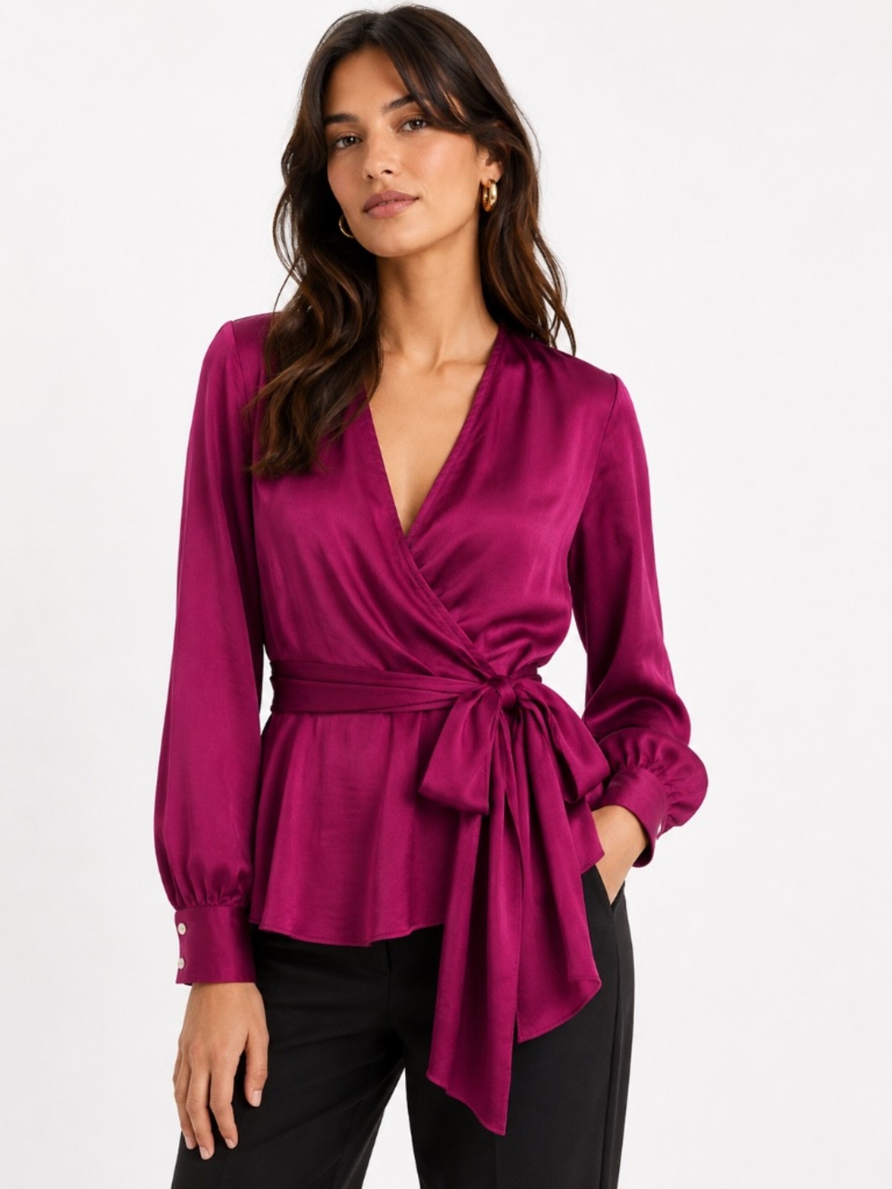 NWT Anthropologie Moulinette Soeurs Brynn Tie Front Blouse Raspberry 8 - Picture 3 of 3